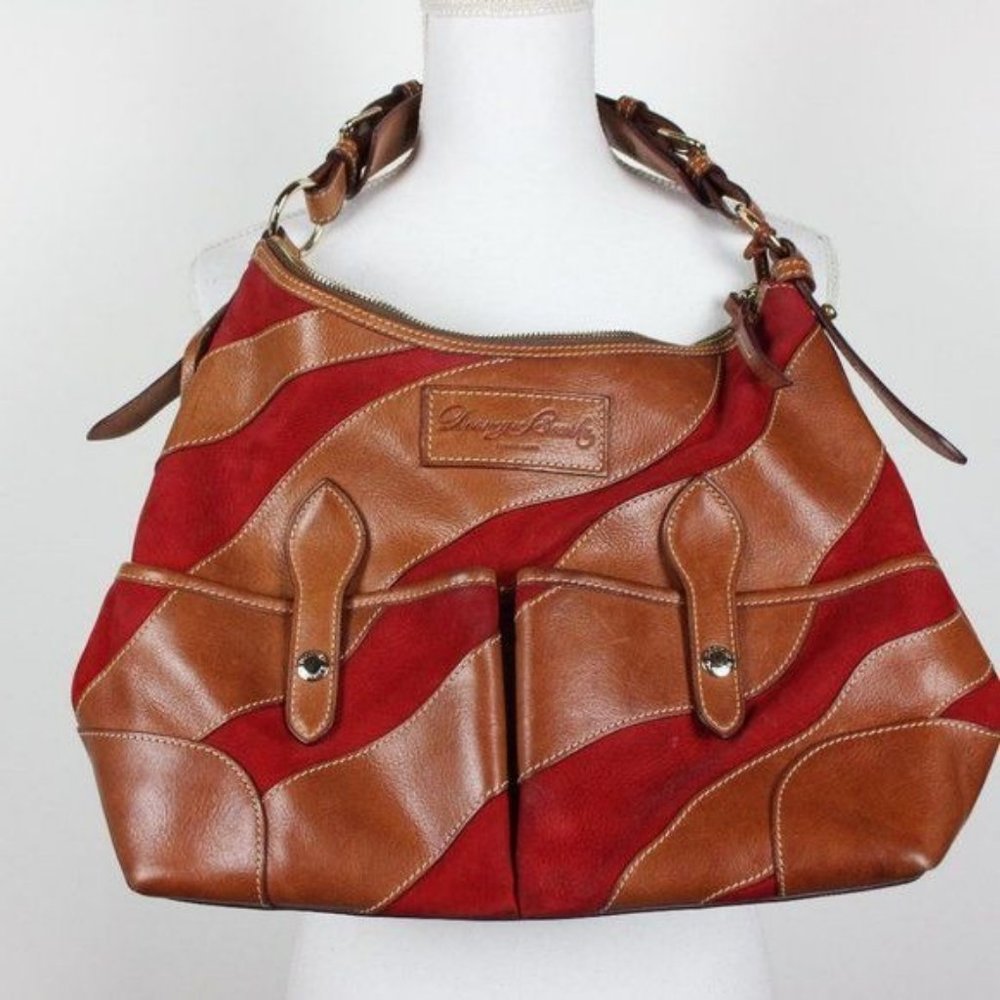 Dooney Bourke RARE Florentine Vachetta & Red Suede Purse Shoulder Bag